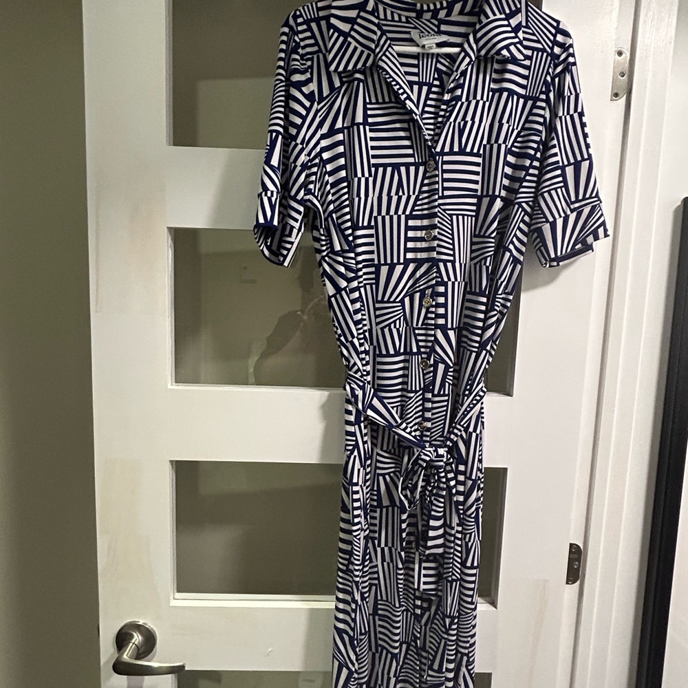 Leota Blue and White Patterned Dress